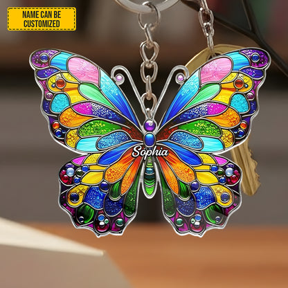 Personalized Colorful Butterfly Keychain