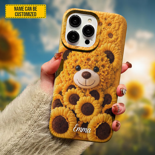 Personalized Sunflower Bear Phone Case