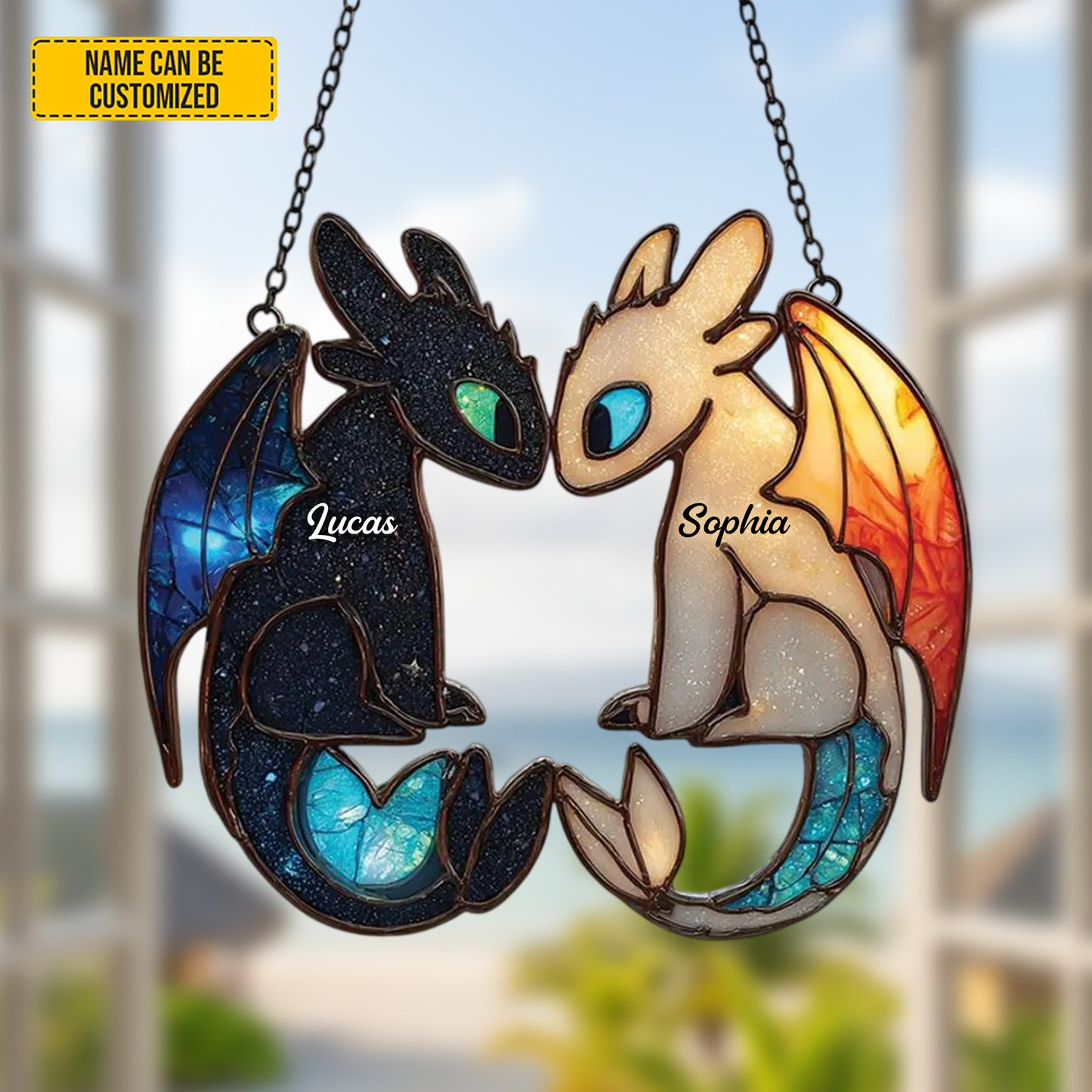 Dragon Couple Acrylic Window - Personalized Couple Acrylic Window
