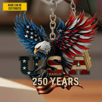 Personalized USA 250 Years Eagle Keychain
