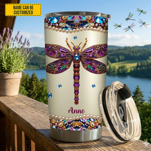 Personalized Sparkle Dragonfly Tumbler