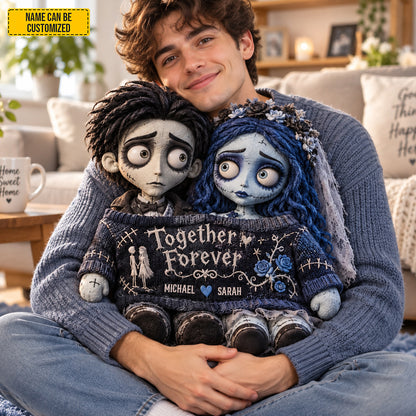 Personalized Together Forever Gothic Couple Dolls Custom Shape Pillow