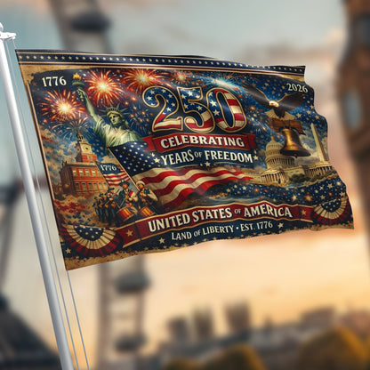 USA 250th Anniversary American Flag, America 250 Patriotic Home Decor