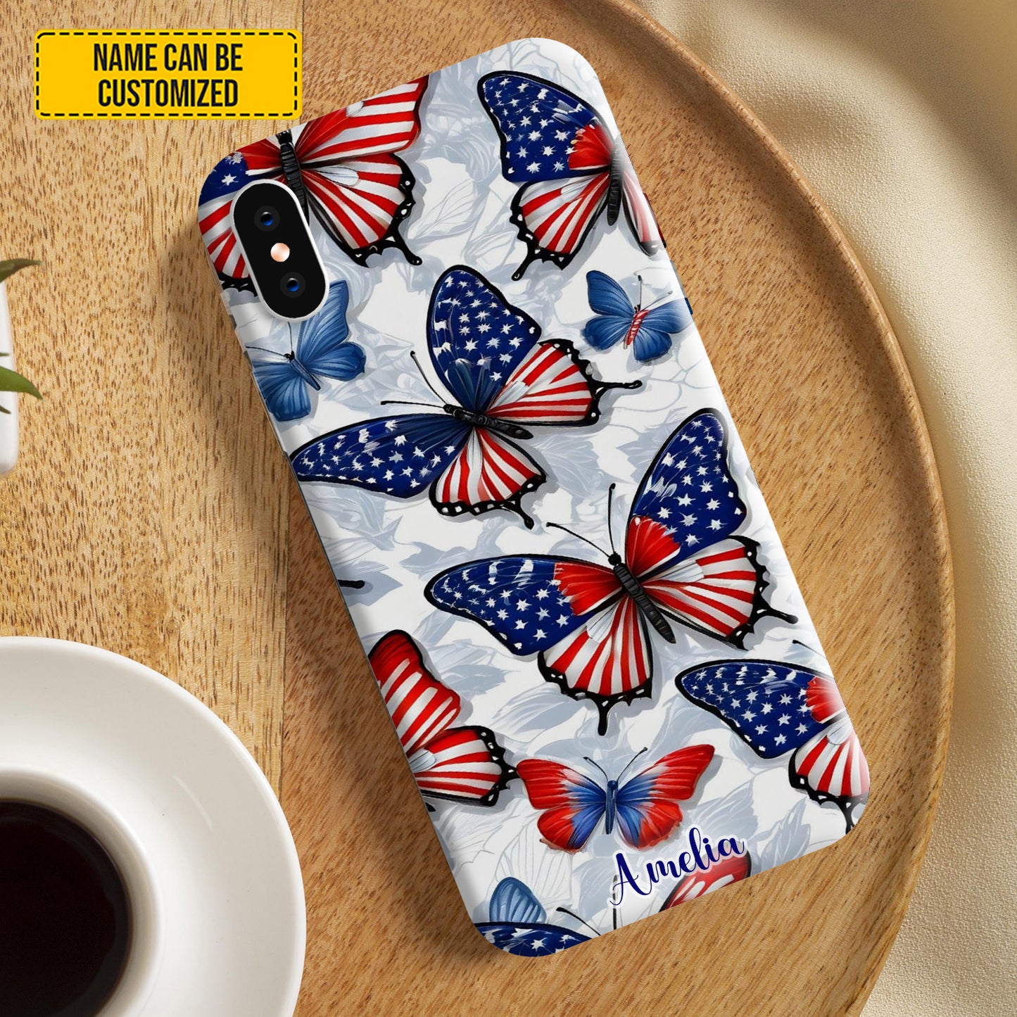 Personalized Patriotic Butterfly Phone Case