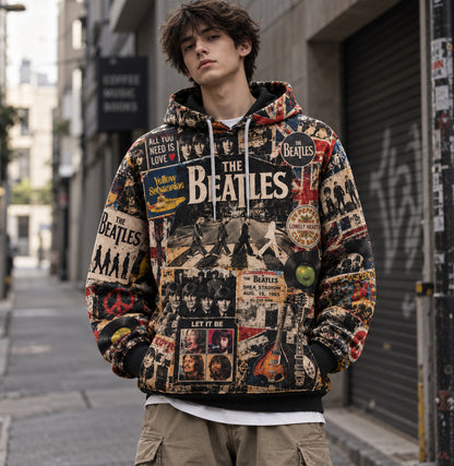 The Beatles Abbey Road Vintage Collage All Over Print Hoodie