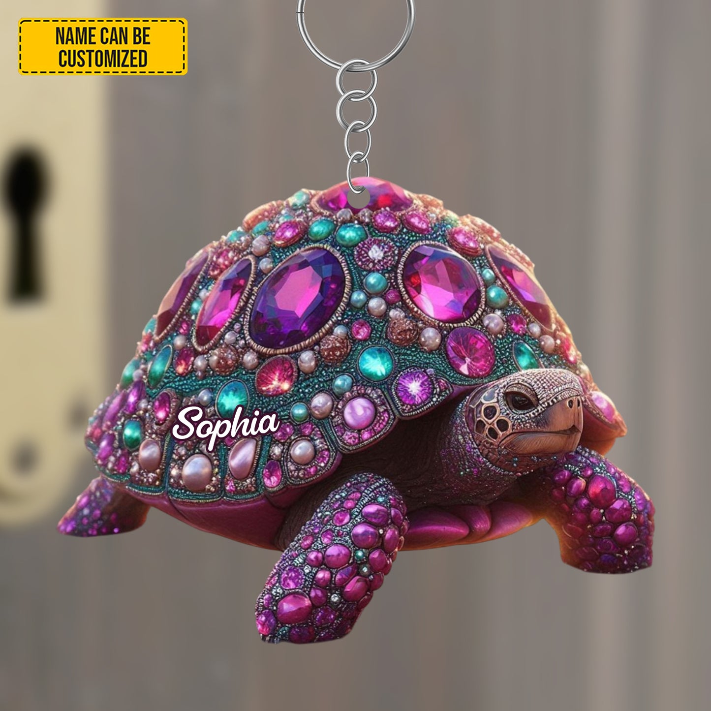 Personalized Sea Turtle Jewel Keychain