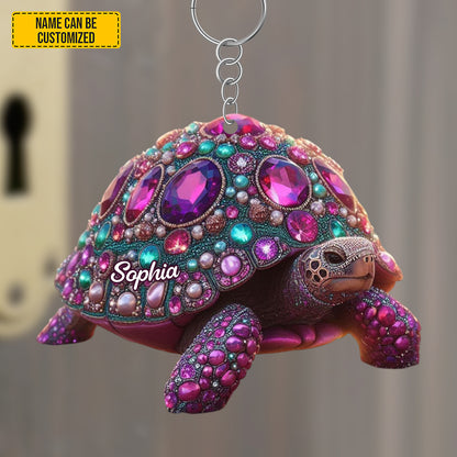 Personalized Sea Turtle Jewel Keychain