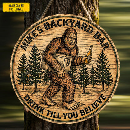 Bigfoot’s Backyard Bar – Personalized Rustic Wooden Sign