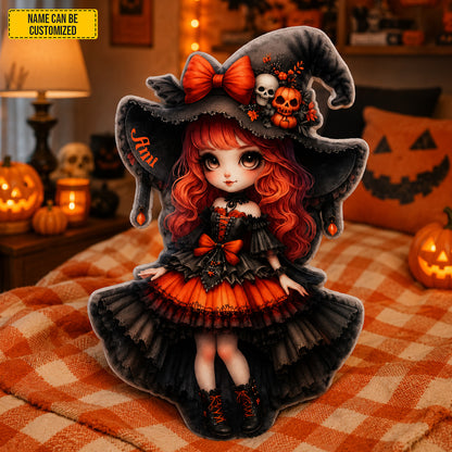 Personalized Gothic Witch Halloween Shape Pillow
