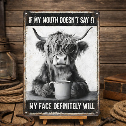 Funny Highland Cow Metal Sign