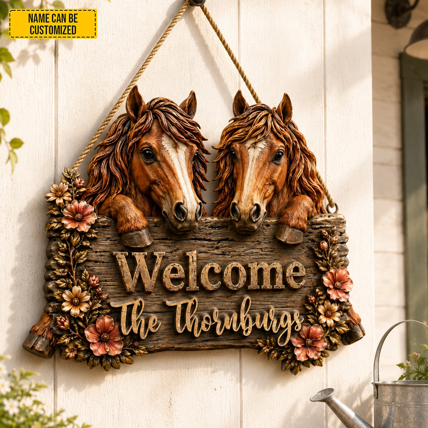 Personalized Horse Family Wooden Sign