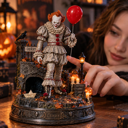 Pennywise Derry IT Horror Wooden Block - Collectible Table Decor