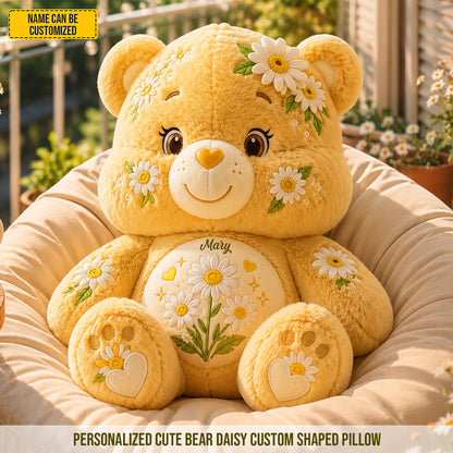 Personalized Cute Bear Daisy Custom Shaped Pillow