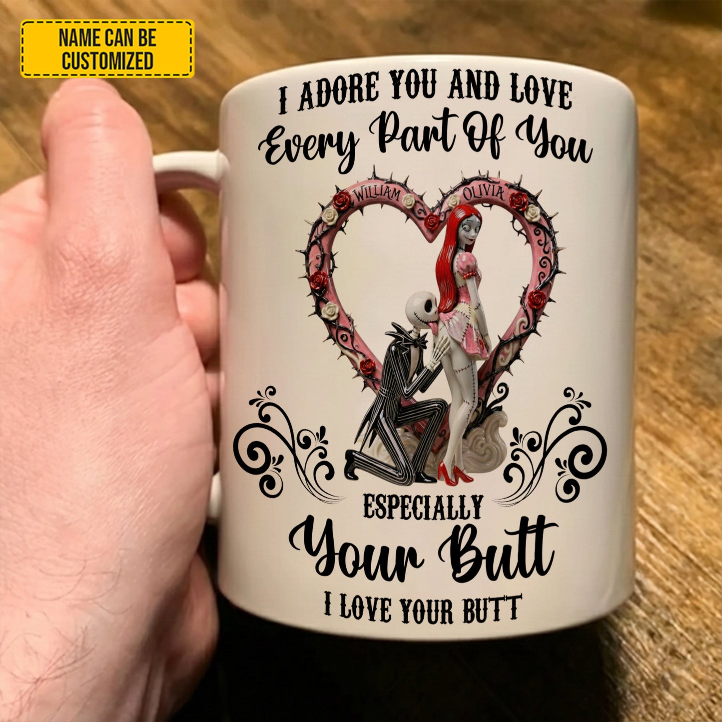 I Love Your Butt - Personalized Couple White Mug