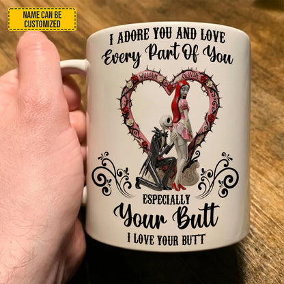 I Love Your Butt - Personalized Couple White Mug