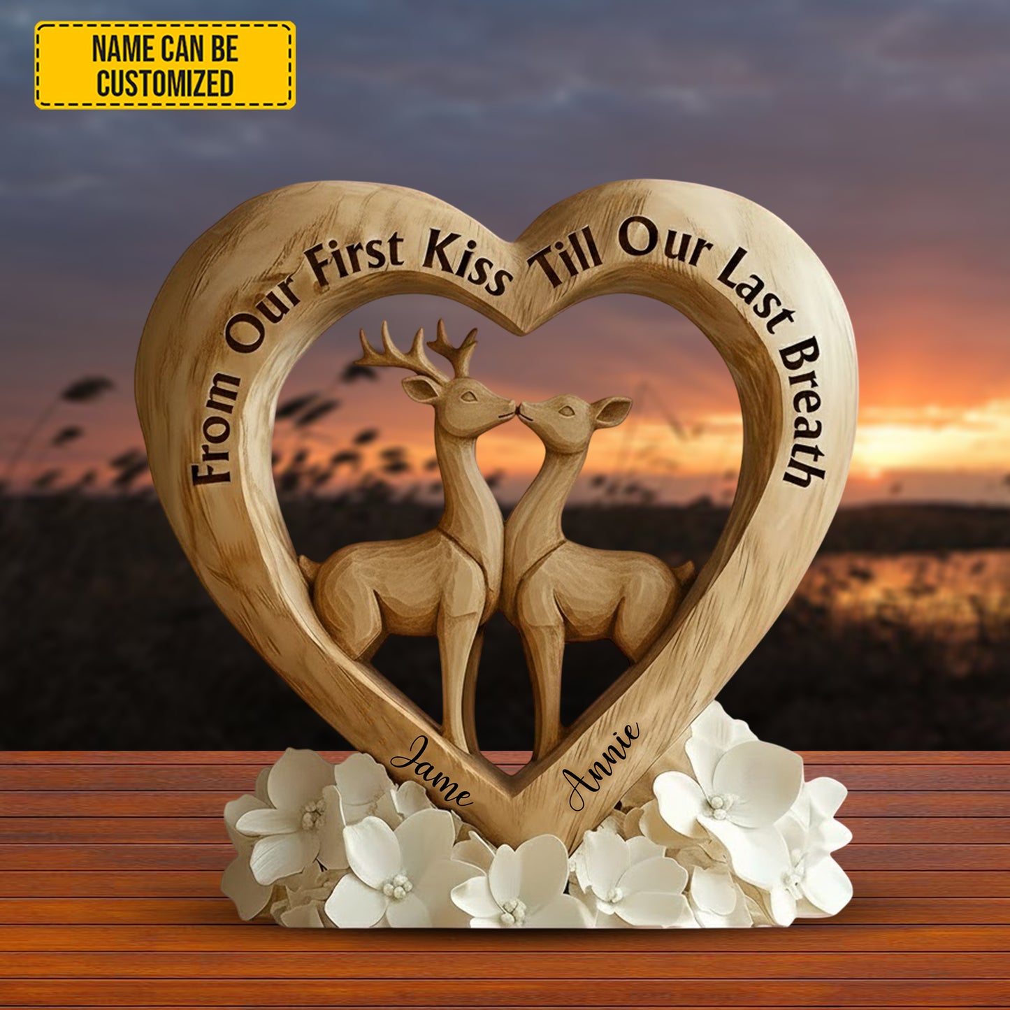 First Kiss to Last Breath – Personalized Deer Couple Acrylic Plaque