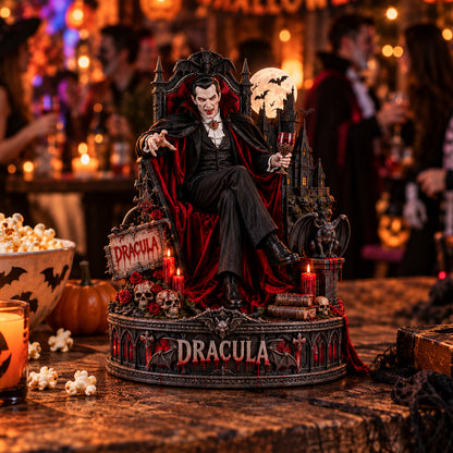 Dracula Gothic Vampire Wooden Block - Collectible Table Decor