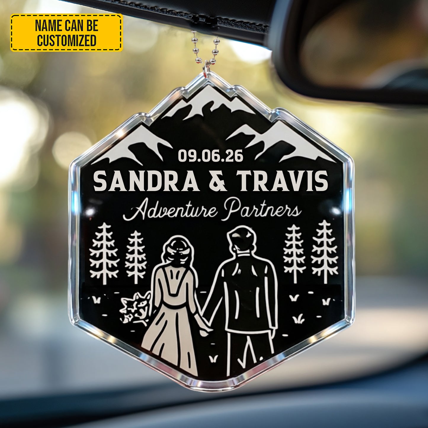 Personalized Hiking Couple Car Hanging Ornament