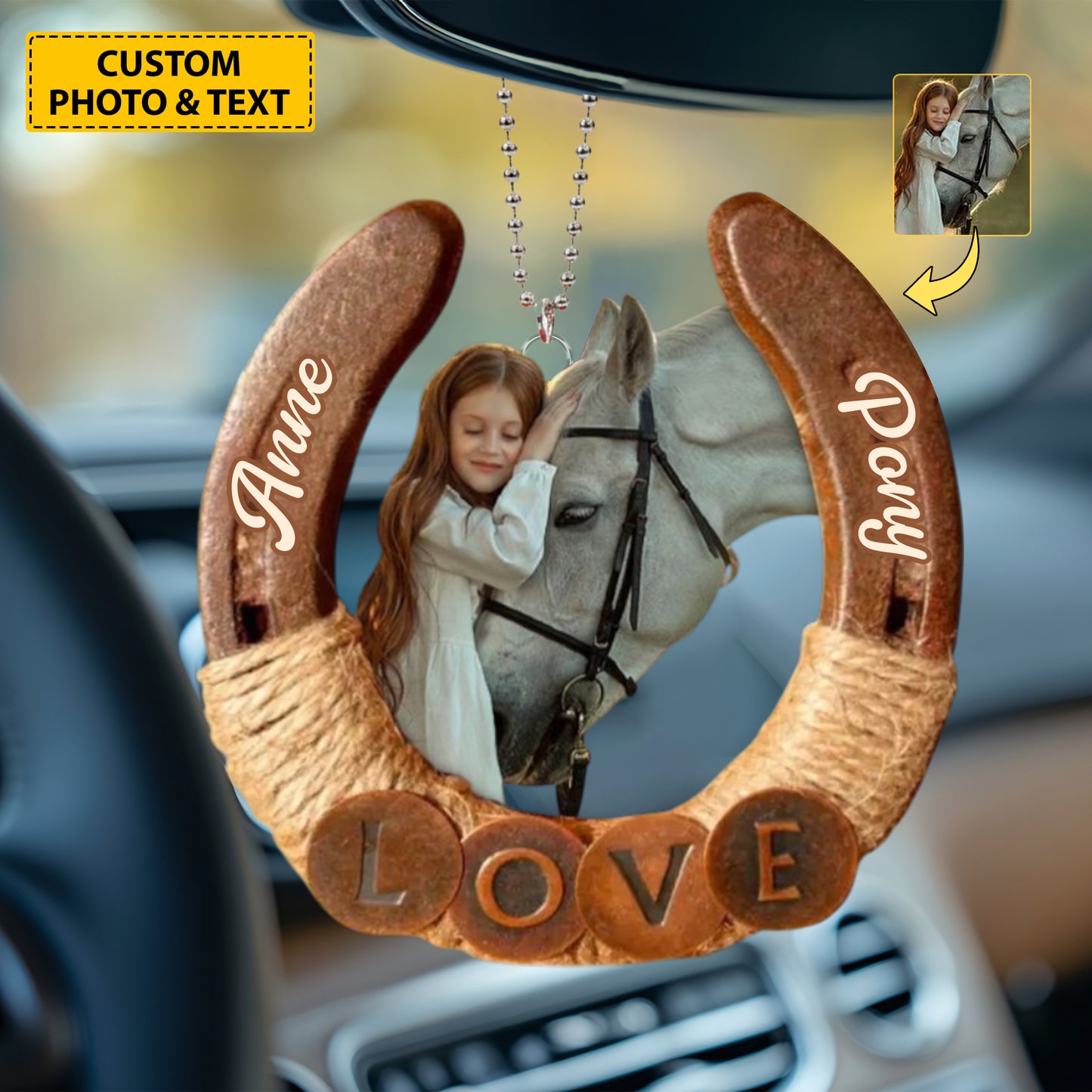 Personalized Horse Photo Car Hanging Ornament
