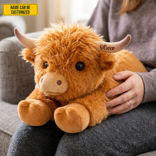 Personalized Cozy Highland Cow Shaped Pillow