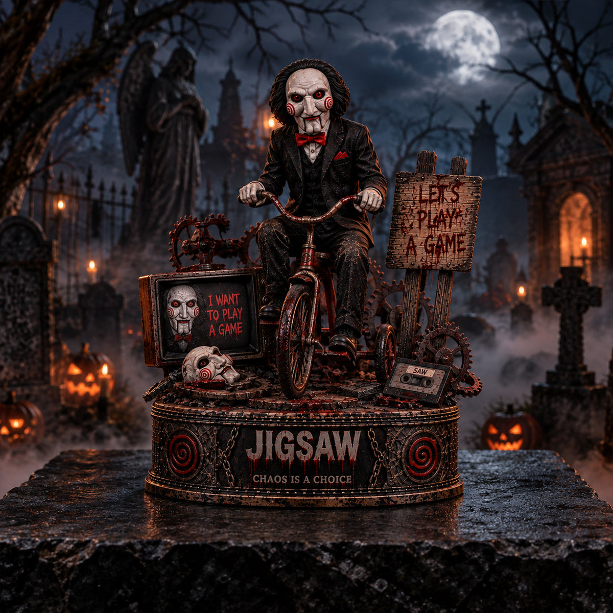 Jigsaw Let’s Play A Game Halloween - Horror Collectible Table Decor