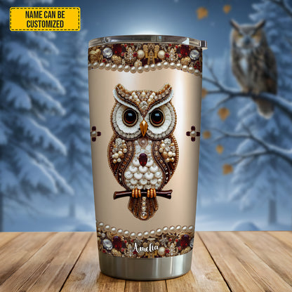 Personalized Sparkle Owl Stainless Steel Tumbler