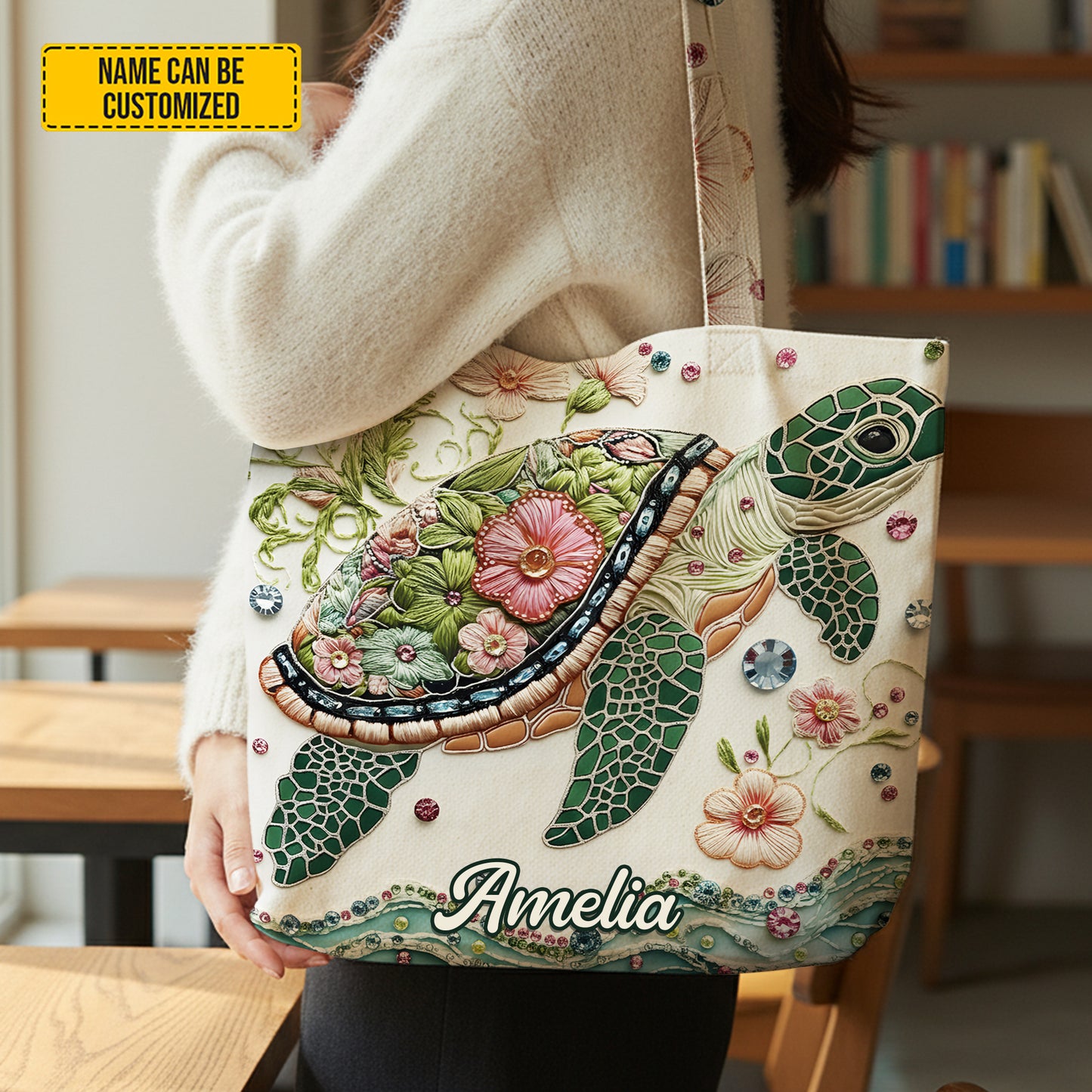 Personalized Sea Turtle Tote Bag