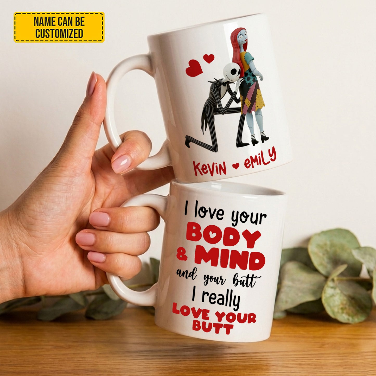 I Love Your Body - Personalized Couple Gothic White Mug