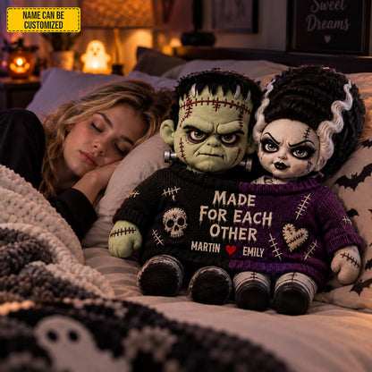 Personalized Made For Each Other Monster Couple Dolls Custom Shape Pillow