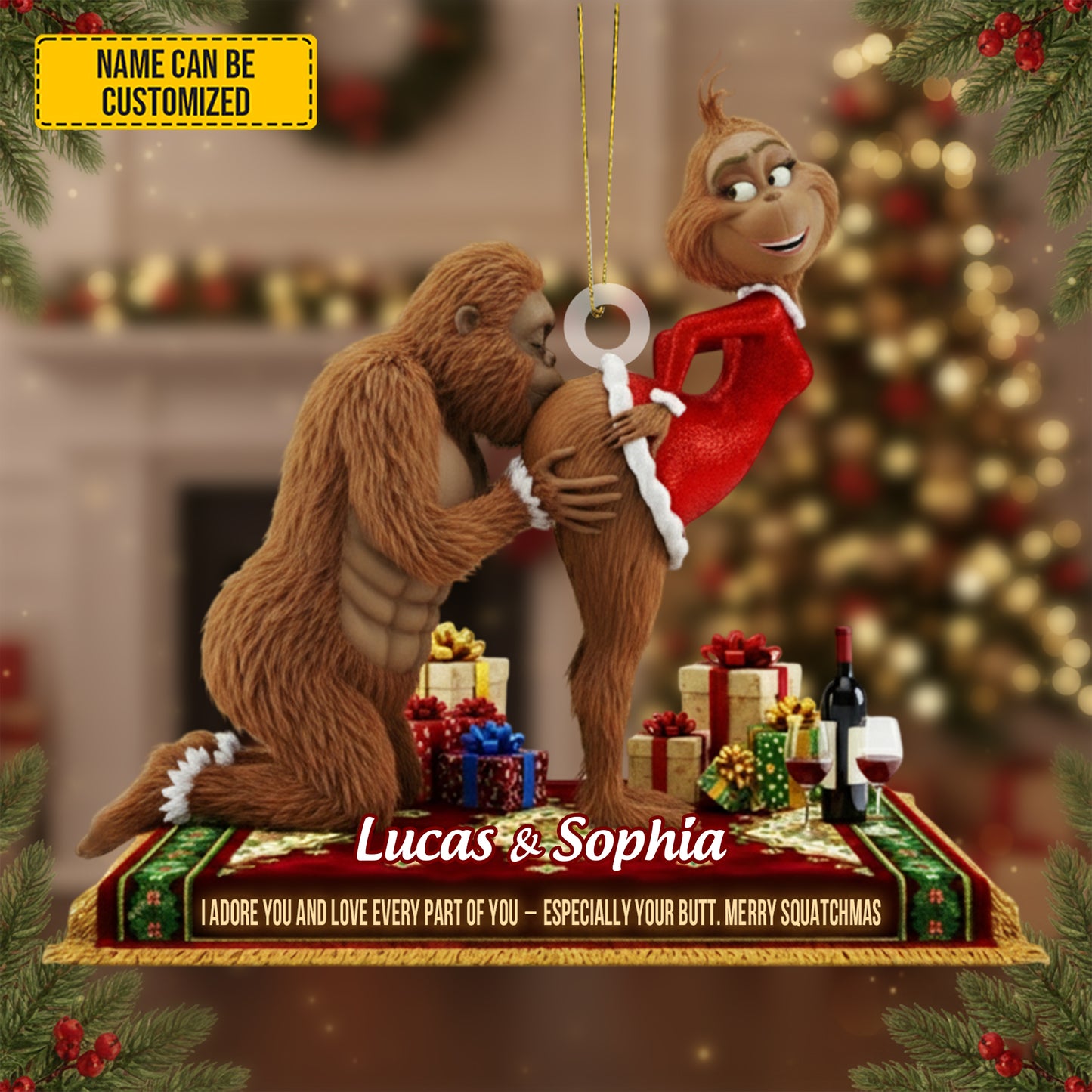 Bigfoot Couple Ornament – Personalized Funny Christmas Gift