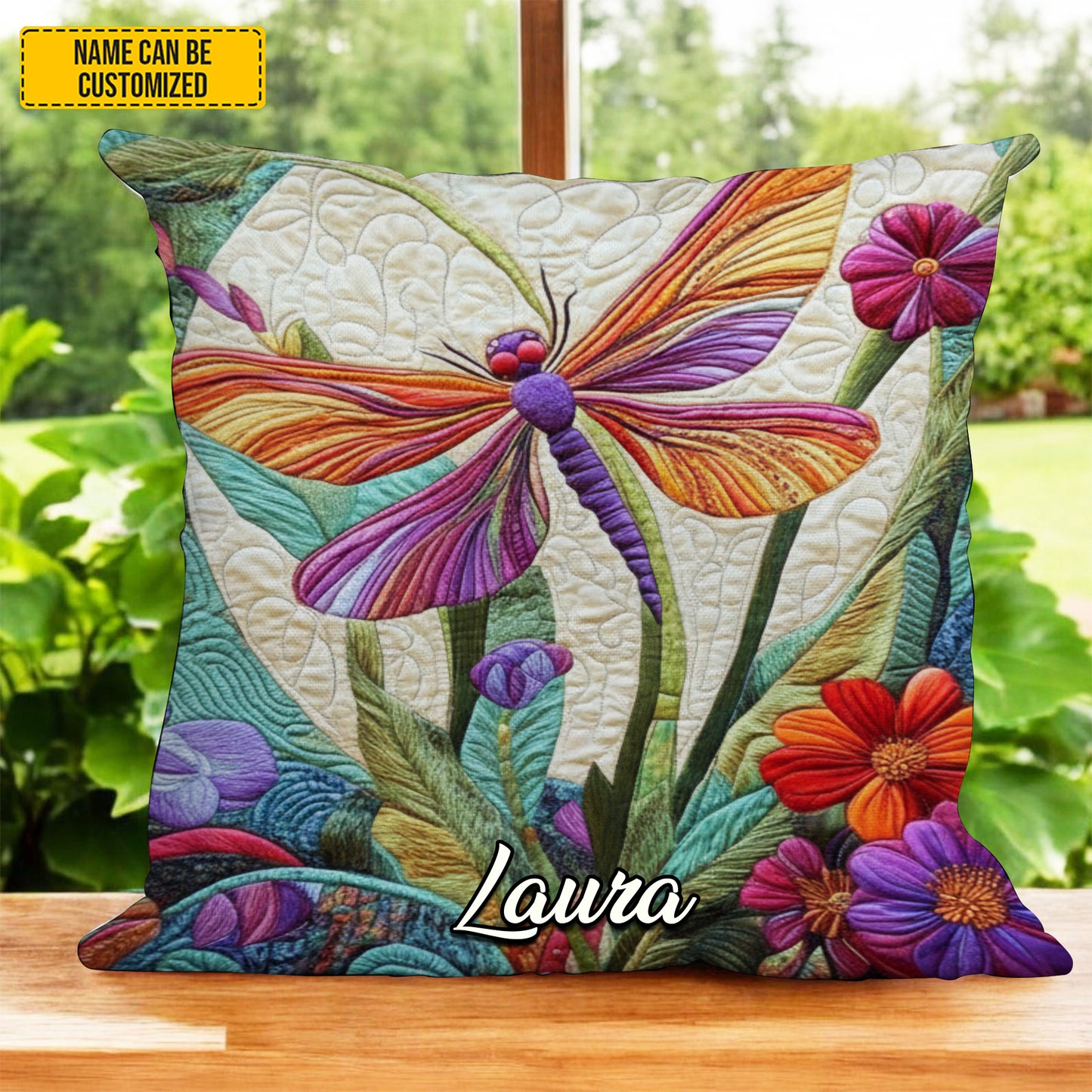 Personalized Colorful Dragonfly Pillow