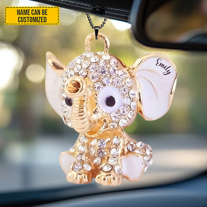Personalized Crystal Elephant Car Ornament