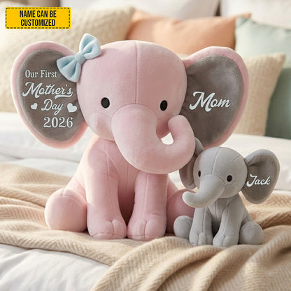 Personalized First Mother's Day Elephant Pillow