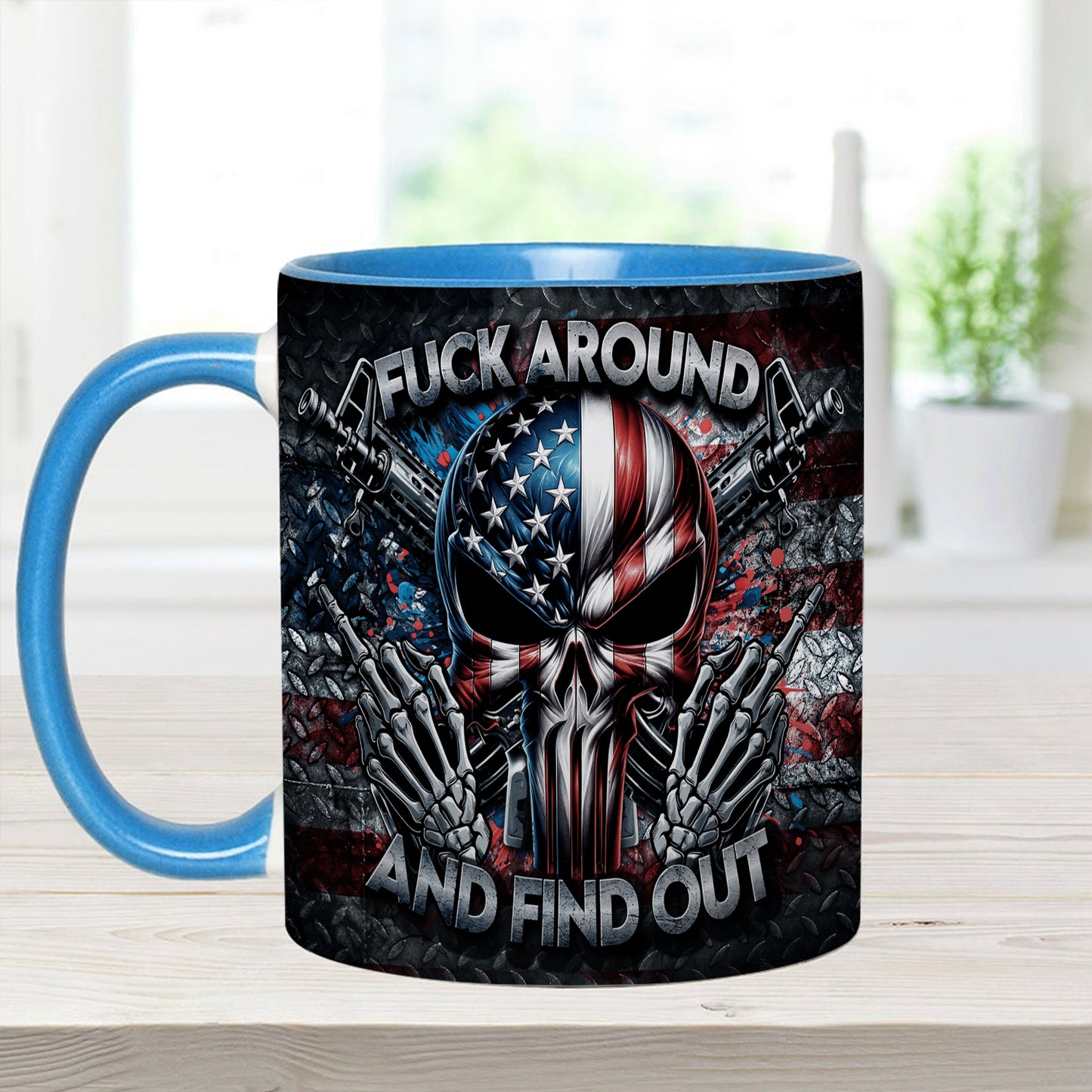 Bold Patriotic Skull Accent Mug