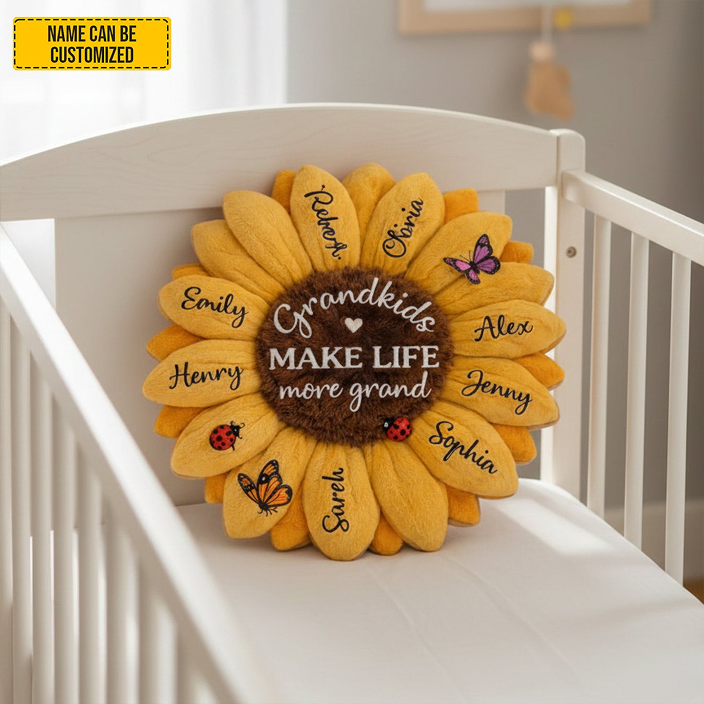 Grandkids Make Life More Grand - Personalized Sunflower Pillow