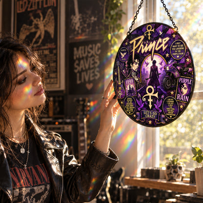 Prince Purple Rain Stained Glass Suncatcher