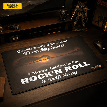 Rock ’N Roll & Drift Away – Personalized Classic Rock Desk Mat