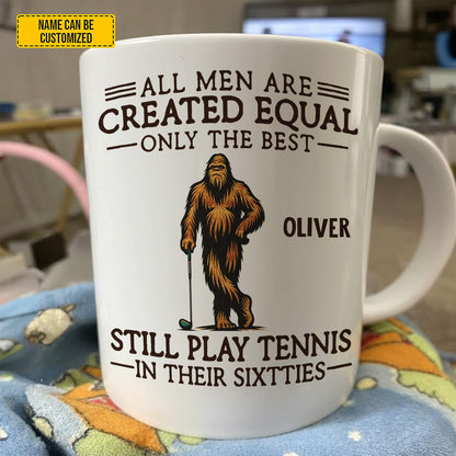 Still Play Tennis In Their Sixties – Personalized Bigfoot White Mug