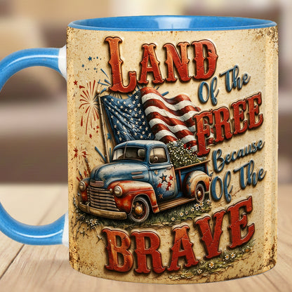 Land Of The Free - Truck Patriotic Accent Mug
