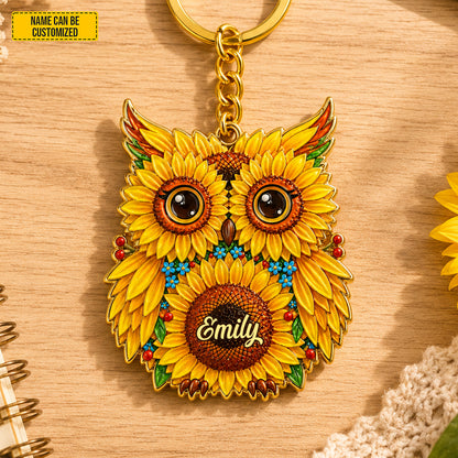 Sunflower Owl – Personalized Owl Acrylic Keychain