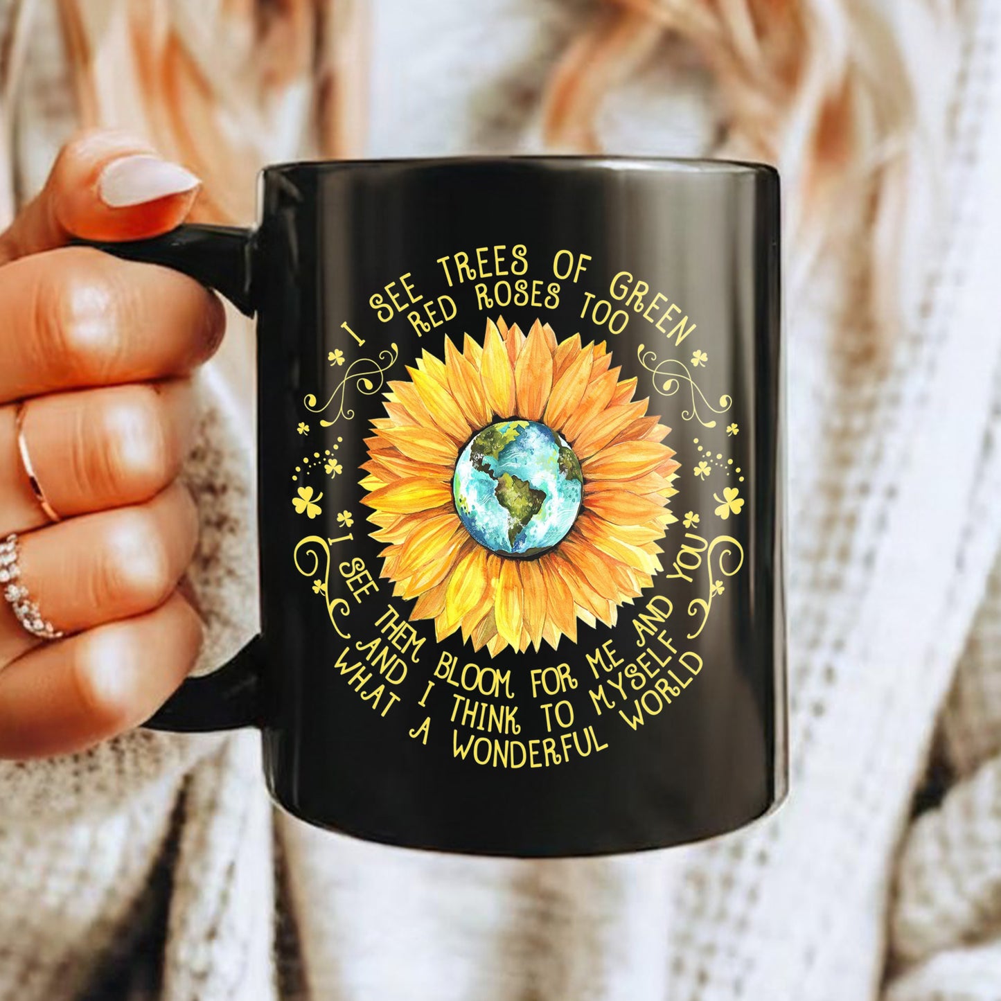 And I Think To Myself What A Wonderful World Black Mug