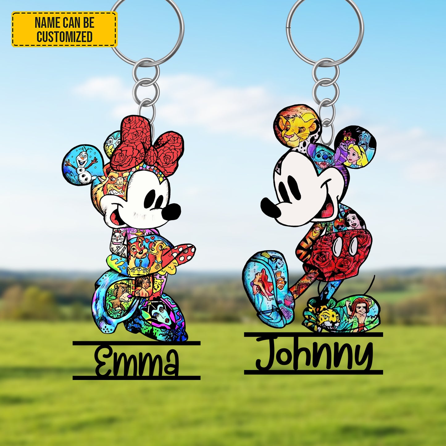 Personalized Mouse Cute Couple Keychain