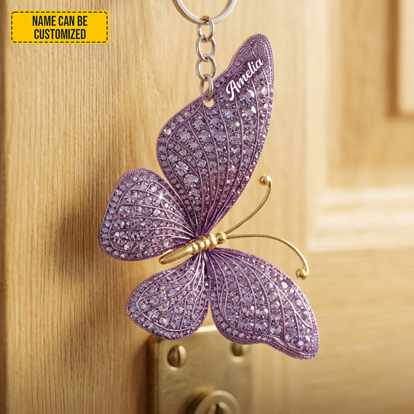 Personalized Sparkle Butterflies Keychain