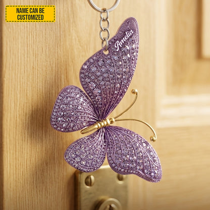 Personalized Sparkle Butterflies Keychain