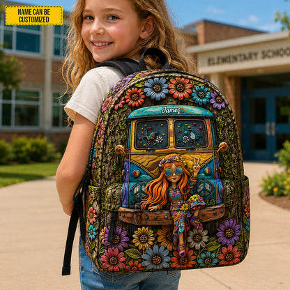 Personalized Hippie Flower Backpack - Kids Backpack