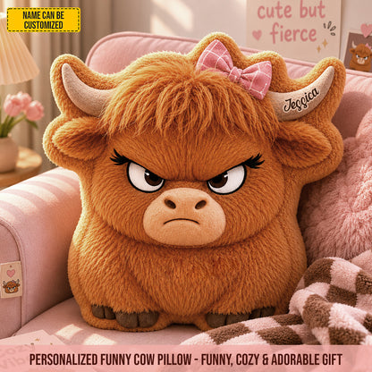 Personalized Grumpy Moo Cow Shaped Pillow