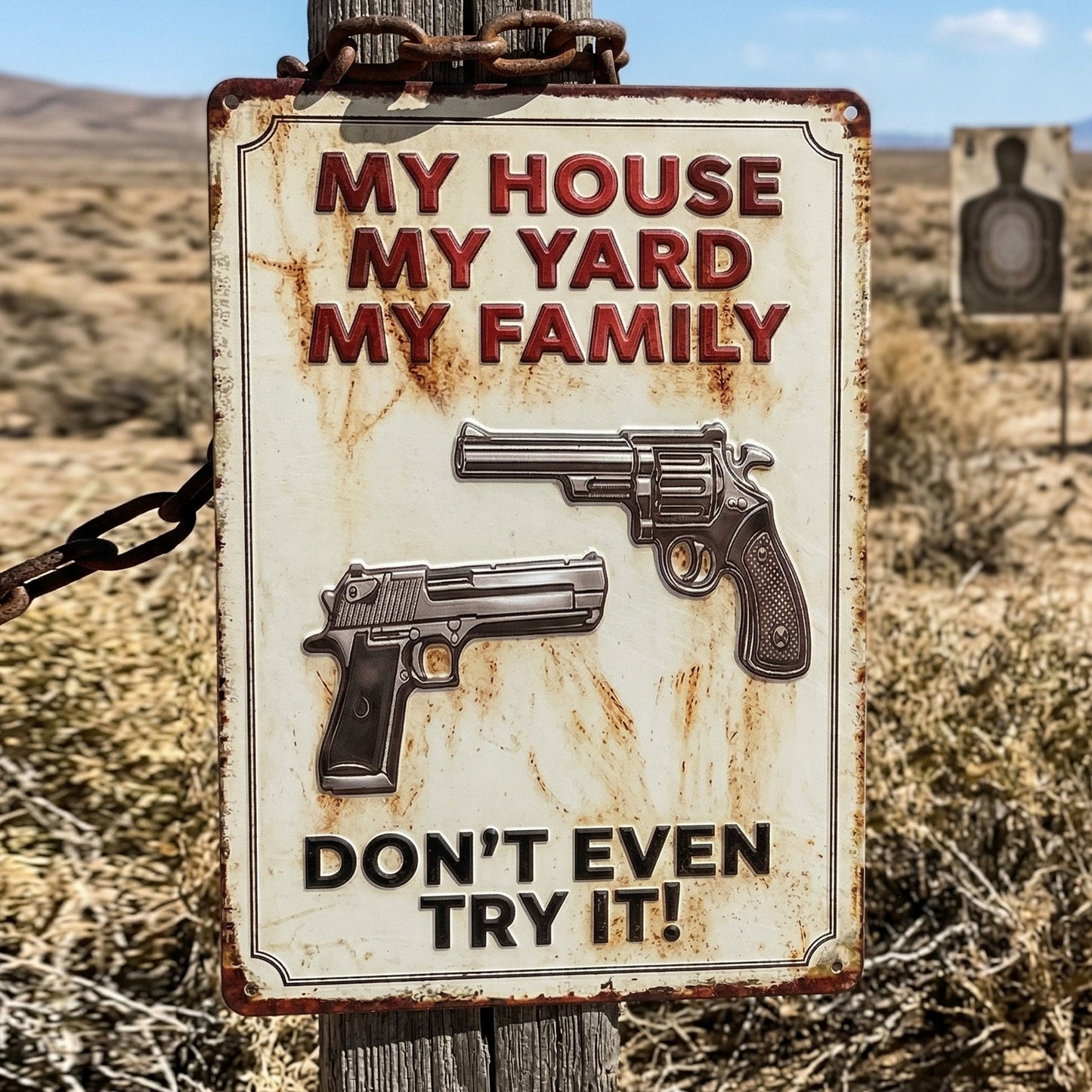 My House My Yard My Family Funny Metal Sign - Gift For Home Decor