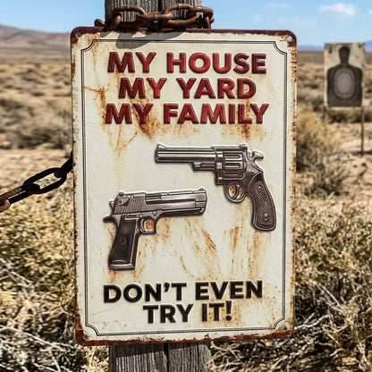 My House My Yard My Family Funny Metal Sign - Gift For Home Decor