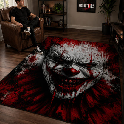 Bloody Evil Clown Halloween Area Rug