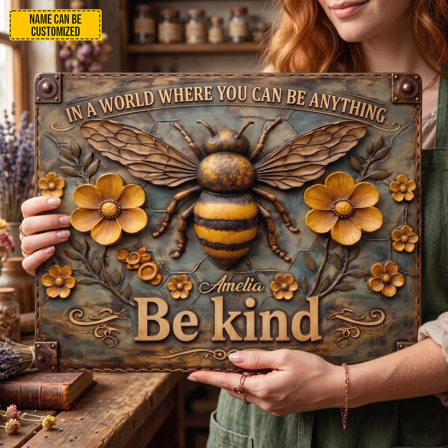 Be Kind - Personalized Bee Metal Sign